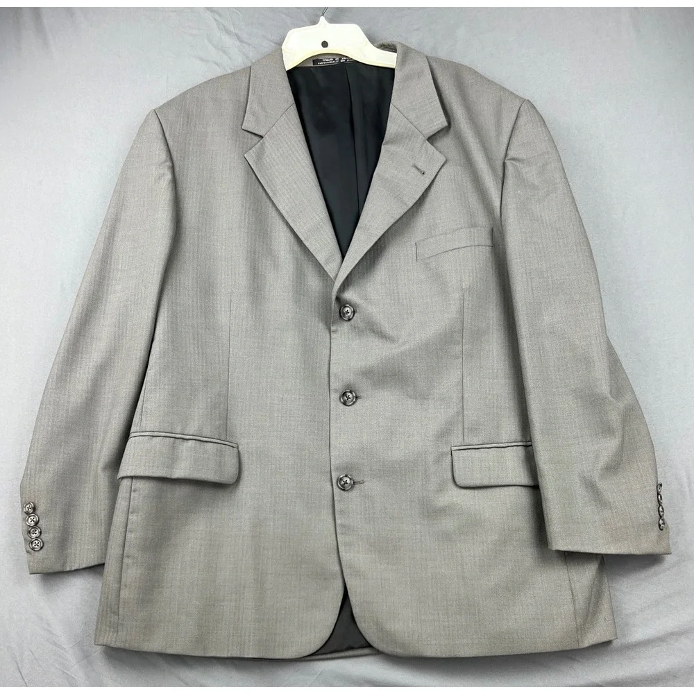 Muroya Blazer Men 46R Gray Good Super 100s Merino Wool 3 Button Suit Jacket